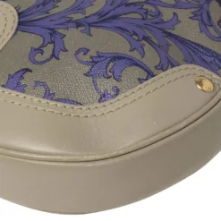 Versace Grey/Purple Majolica Print Leather Hobo For Women -Versace Official Website luxury women versace used handbags p446352 003