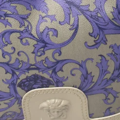 Versace Grey/Purple Majolica Print Leather Hobo For Women -Versace Official Website luxury women versace used handbags p446352 005
