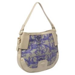 Versace Grey/Purple Majolica Print Leather Hobo For Women -Versace Official Website luxury women versace used handbags p446352 006