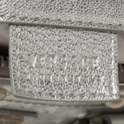 Versace Silver Ostrich Embossed Leather Snap Out Of It Satchel For Women -Versace Official Website luxury women versace used handbags p448376 011