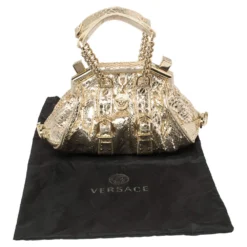 Versace Metallic Gold Python Medusa Satchel For Women -Versace Official Website luxury women versace used handbags p448879 005