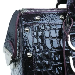 Versace Purple Croc Embossed Patent Leather Snap Out Of It Satchel Bag For Women -Versace Official Website luxury women versace used handbags p45023 0006