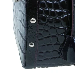Versace Purple Croc Embossed Patent Leather Snap Out Of It Satchel Bag For Women -Versace Official Website luxury women versace used handbags p45023 0009