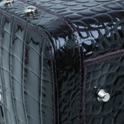 Versace Purple Croc Embossed Patent Leather Snap Out Of It Satchel Bag For Women -Versace Official Website luxury women versace used handbags p45023 0013