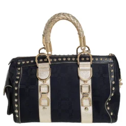 Versace Black Monogram Fabric And Leather Snap Out Of It Satchel For Women -Versace Official Website luxury women versace used handbags p450542 004