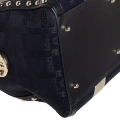 Versace Black Monogram Fabric And Leather Snap Out Of It Satchel For Women -Versace Official Website luxury women versace used handbags p450542 009