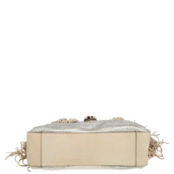 Versace Gold/Black Woven Leather Medusa Fringe Shoulder Bag For Women -Versace Official Website luxury women versace used handbags p453249 005