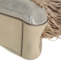 Versace Gold/Black Woven Leather Medusa Fringe Shoulder Bag For Women -Versace Official Website luxury women versace used handbags p453249 011