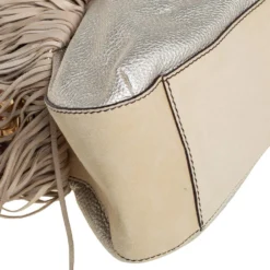 Versace Gold/Black Woven Leather Medusa Fringe Shoulder Bag For Women -Versace Official Website luxury women versace used handbags p453249 012