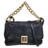 Versace Black Barocco Leather Flap Shoulder Bag For Women