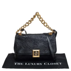 Versace Black Barocco Leather Flap Shoulder Bag For Women 19 Versace Black Barocco Leather Flap Shoulder Bag For Women -Versace Official Website luxury women versace used handbags p454029 008