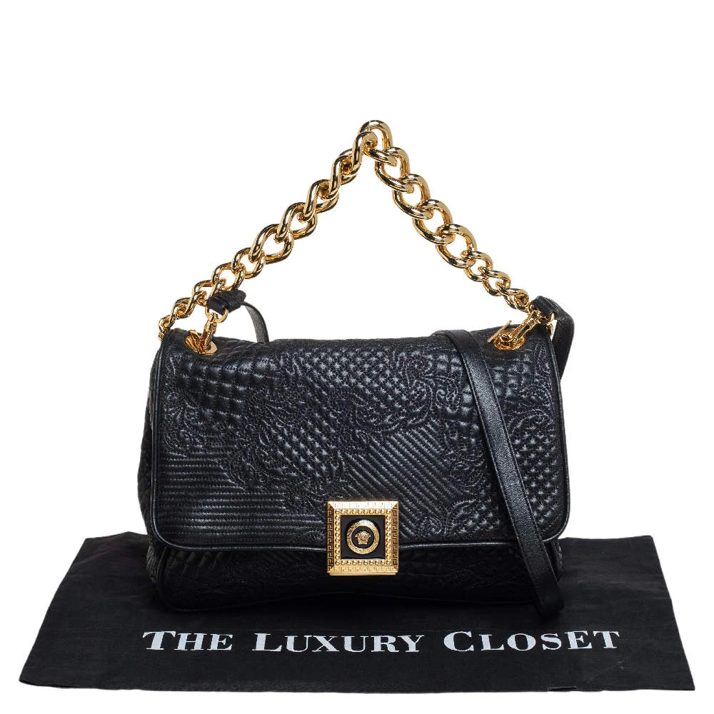 Versace Black Barocco Leather Flap Shoulder Bag For Women 9 Versace Black Barocco Leather Flap Shoulder Bag For Women - Image 9