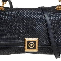 Versace Black Barocco Leather Flap Shoulder Bag For Women 15 Versace Black Barocco Leather Flap Shoulder Bag For Women -Versace Official Website luxury women versace used handbags p454029 009