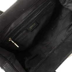 Versace Black Monogram Pleated Nylon And Patent Leather Medusa Frame Satchel For Women -Versace Official Website luxury women versace used handbags p454321 003