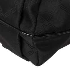 Versace Black Monogram Pleated Nylon And Patent Leather Medusa Frame Satchel For Women -Versace Official Website luxury women versace used handbags p454321 008