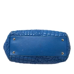 Versace Blue Embossed Leather Talia Vanitas Shoulder Bag For Women -Versace Official Website luxury women versace used handbags p454766 008