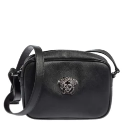 Versace Black Leather Medusa Crossbody Bag For Women