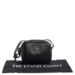 Versace Black Leather Medusa Crossbody Bag For Women -Versace Official Website luxury women versace used handbags p454951 005