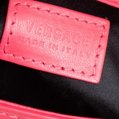 Versace Peach Patent Leather Medusa Chain Clutch For Women -Versace Official Website luxury women versace used handbags p455768 002