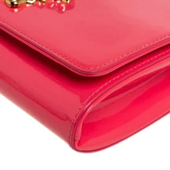 Versace Peach Patent Leather Medusa Chain Clutch For Women -Versace Official Website luxury women versace used handbags p455768 006
