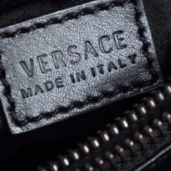 Versace Black/Metallic Purple Python, Leather And Suede Trim Medusa Chain Flap Shoulder Bag For Women -Versace Official Website luxury women versace used handbags p458312 005