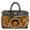 Versace Black/Gold Barroco Print Coated Canvas And Leather Medusa Icon Boston Bag For Women