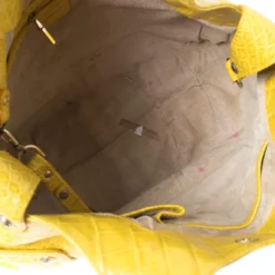 Versace Yellow Croc Embossed Leather Kiss Satchel For Women -Versace Official Website luxury women versace used handbags p459599 002