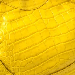 Versace Yellow Croc Embossed Leather Kiss Satchel For Women -Versace Official Website luxury women versace used handbags p459599 003