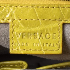 Versace Yellow Croc Embossed Leather Kiss Satchel For Women -Versace Official Website luxury women versace used handbags p459599 008