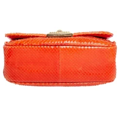 Versace Orange Embossed Python Leather Medusa Flap Shoulder Bag For Women -Versace Official Website luxury women versace used handbags p459952 008