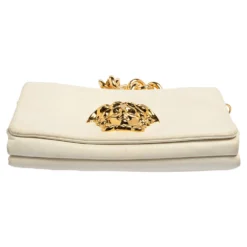 Versace White Leather Medusa Flap Shoulder Bag For Women -Versace Official Website luxury women versace used handbags p462378 004