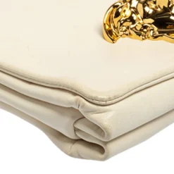 Versace White Leather Medusa Flap Shoulder Bag For Women -Versace Official Website luxury women versace used handbags p462378 005