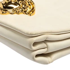 Versace White Leather Medusa Flap Shoulder Bag For Women -Versace Official Website luxury women versace used handbags p462378 006