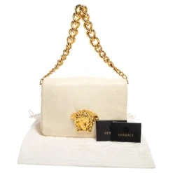 Versace White Leather Medusa Flap Shoulder Bag For Women -Versace Official Website luxury women versace used handbags p462378 014