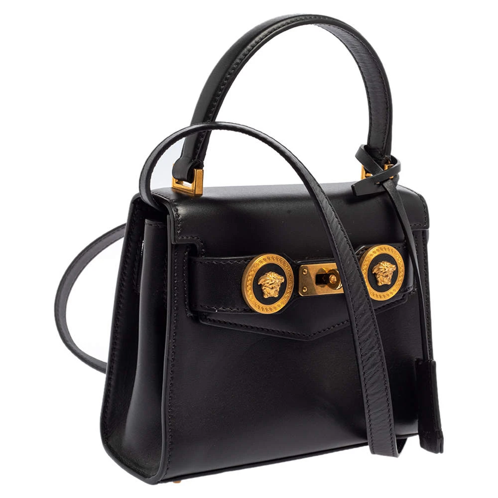 Versace Black Leather Small Icon Top Handle Bag For Women 3 Versace Black Leather Small Icon Top Handle Bag For Women - Image 3