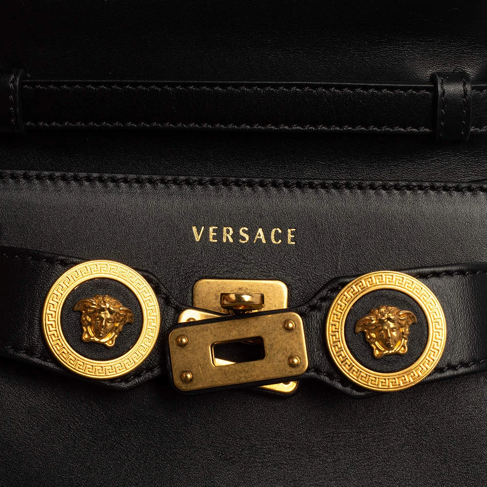Versace Black Leather Small Icon Top Handle Bag For Women 12 Versace Black Leather Small Icon Top Handle Bag For Women - Image 12