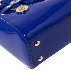 Versace Blue Patent Leather Medium Medusa Medallion Tote For Women -Versace Official Website luxury women versace used handbags p464990 009