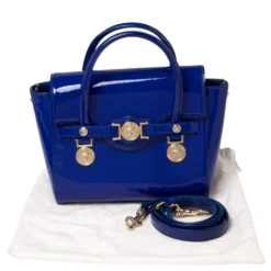 Versace Blue Patent Leather Medium Medusa Medallion Tote For Women -Versace Official Website luxury women versace used handbags p464990 012