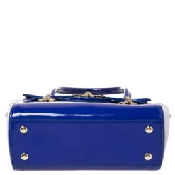 Versace Blue Patent Leather Medium Medusa Medallion Tote For Women -Versace Official Website luxury women versace used handbags p464990 013