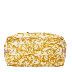 Versace Beige/Yellow Coated Canvas Borocco Print Tote For Women -Versace Official Website luxury women versace used handbags p466695 006