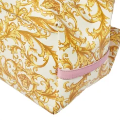 Versace Beige/Yellow Coated Canvas Borocco Print Tote For Women -Versace Official Website luxury women versace used handbags p466695 008