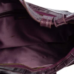 Versace Purple Croc Embossed Leather Hobo For Women -Versace Official Website luxury women versace used handbags p466717 004