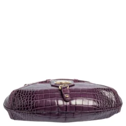 Versace Purple Croc Embossed Leather Hobo For Women -Versace Official Website luxury women versace used handbags p466717 011