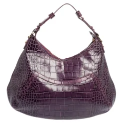 Versace Purple Croc Embossed Leather Hobo For Women -Versace Official Website luxury women versace used handbags p466717 014