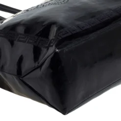 Versace Black Patent Leather Perforated Medusa Shopper Tote For Women -Versace Official Website luxury women versace used handbags p468608 001