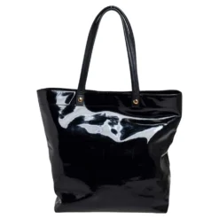 Versace Black Patent Leather Perforated Medusa Shopper Tote For Women -Versace Official Website luxury women versace used handbags p468608 014