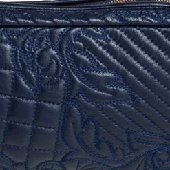 Versace Blue Leather Embroidered Vanitas Shoulder Bag For Women -Versace Official Website luxury women versace used handbags p469638 005