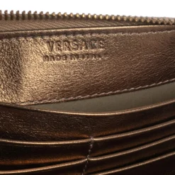 Versace Grey Barocco Print Coated Canvas Zip Around Wallet For Women -Versace Official Website luxury women versace used handbags p470064 004