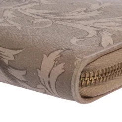 Versace Grey Barocco Print Coated Canvas Zip Around Wallet For Women -Versace Official Website luxury women versace used handbags p470064 005