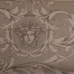 Versace Grey Barocco Print Coated Canvas Zip Around Wallet For Women -Versace Official Website luxury women versace used handbags p470064 006